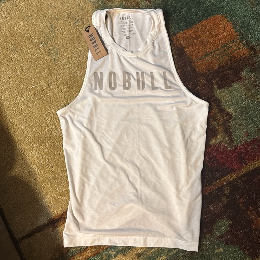 NOBULL Cream Tank Top with Bold Logo